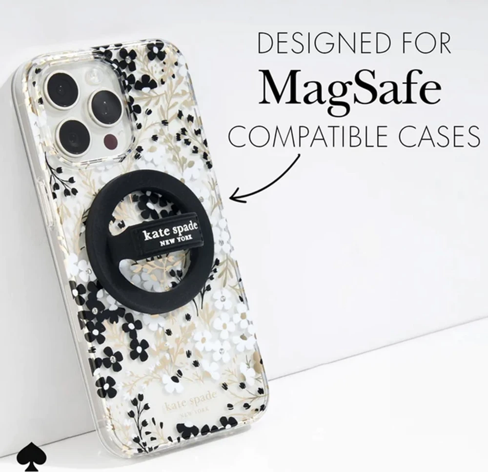Dėklas Case-Mate Kate Spade New York magnetinės kilpos laikiklis - MagSafe pirštų laikiklis Juodas
