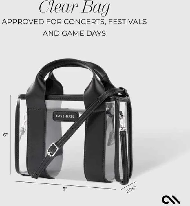 Case-Mate Micro Tote Bag - Atsparus vandeniui Shoulder Bag (Midnight Juodas/Clear)