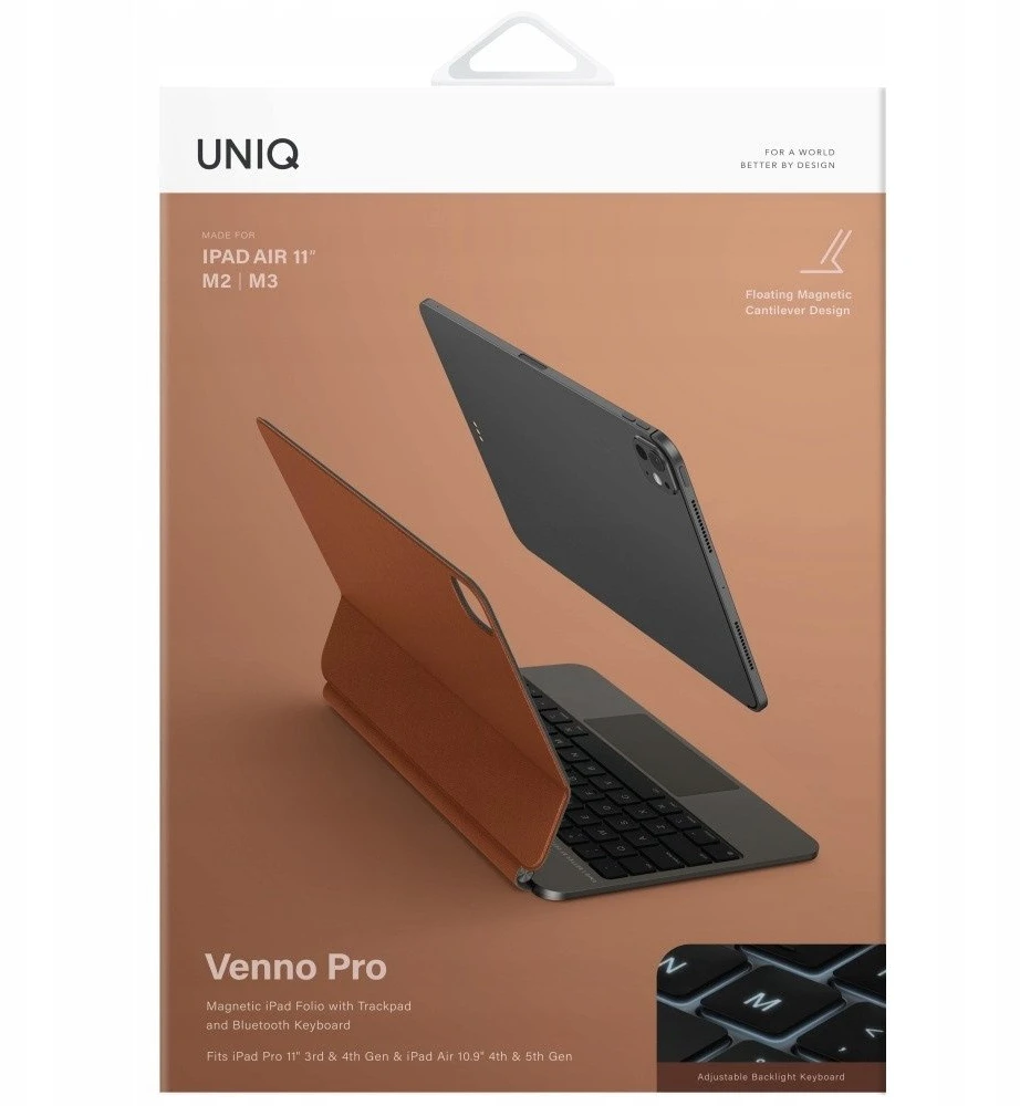 Dėklas UNIQ Venno Pro Magnetic Smart su klaviatūra skirtas iPad Air 11" (2024/25) | Apple Air 10.9" (2022/20) | iPad Pro 11" (2022/21) caramel