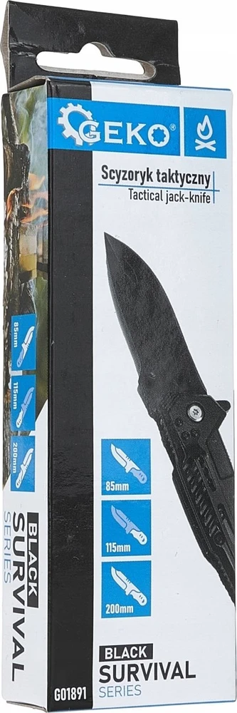 Case4life Taktiškas kišeninis peilis 200/85 mm Juodas SURVIVAL SERIES (12/72)
