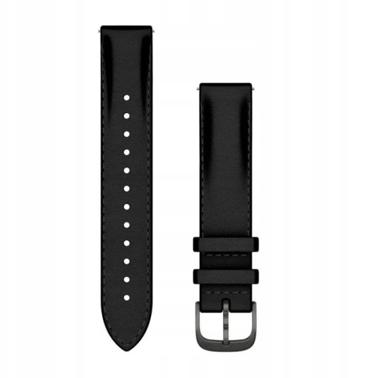 Garmin Acc, 18mm Band, Juodas Leather + Brushed Slate, WW/APAC