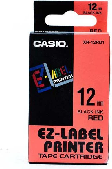 Casio XR-12RD1 etiketė spausdinimui Juoda, Raudona