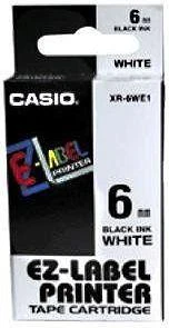Casio XR-6WE1 juosta, juodas spausdinimas / baltas pagrindas, nelaminuotas, 8 m, 6 mm