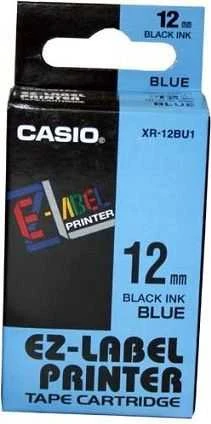 Casio XR-12BU1 etikečių juostelė Juoda ant mėlynos