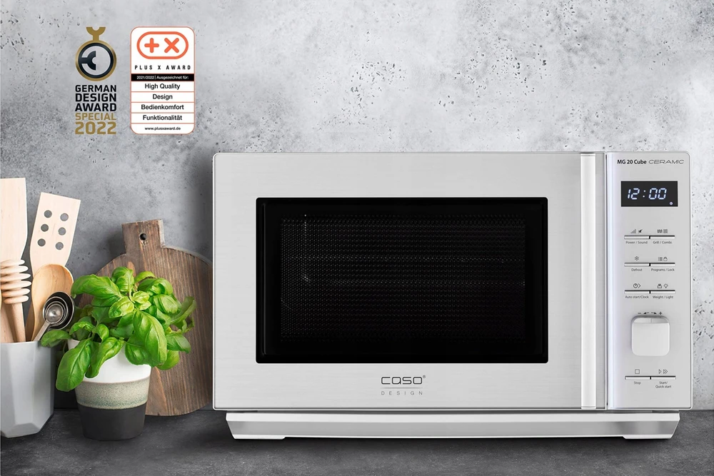 Mikrobangų krosnelė Caso | Microwave Oven with Grilis | MG 20 Cube | Free standing | 800 W | Grilis | Sidabrinis