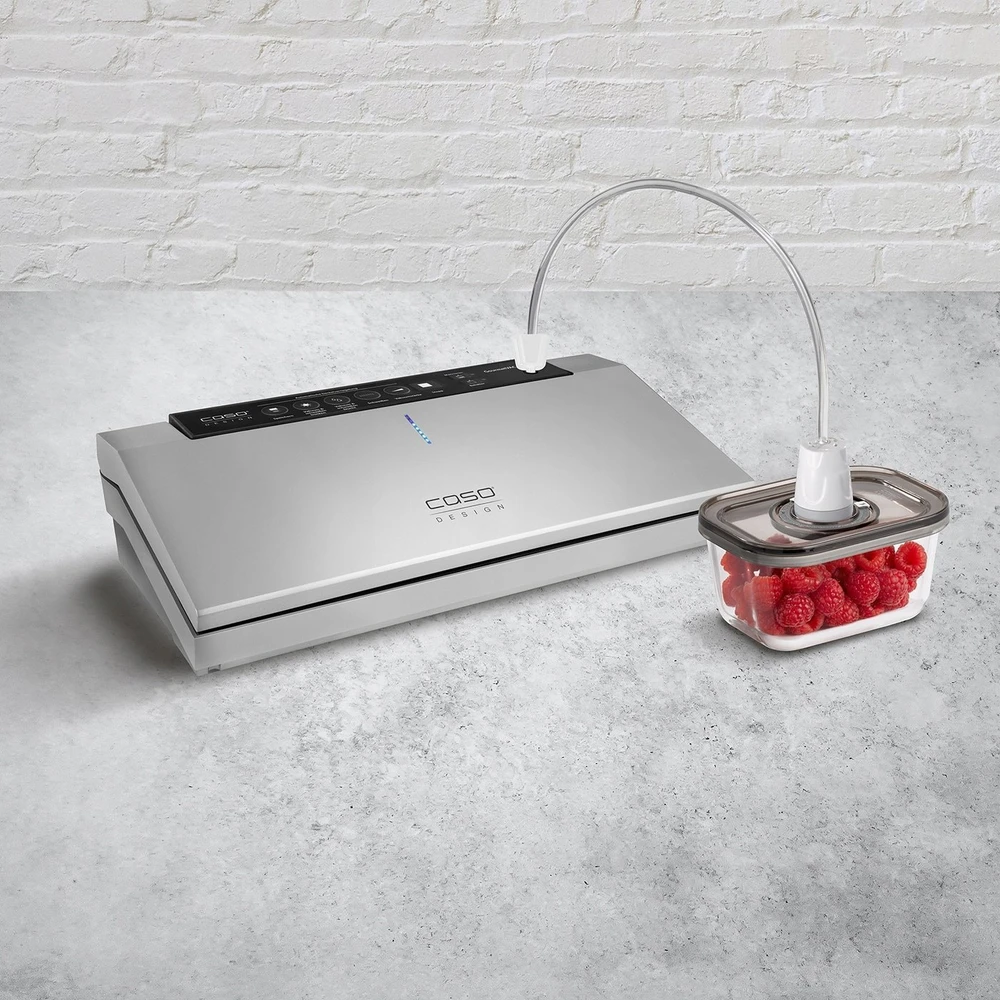 Caso VacuBoxx Eco-Duo S 2 stiklinės vakuuminės talpyklos su plastikiniu dangteliu, 0.5 L, 2 vnt.