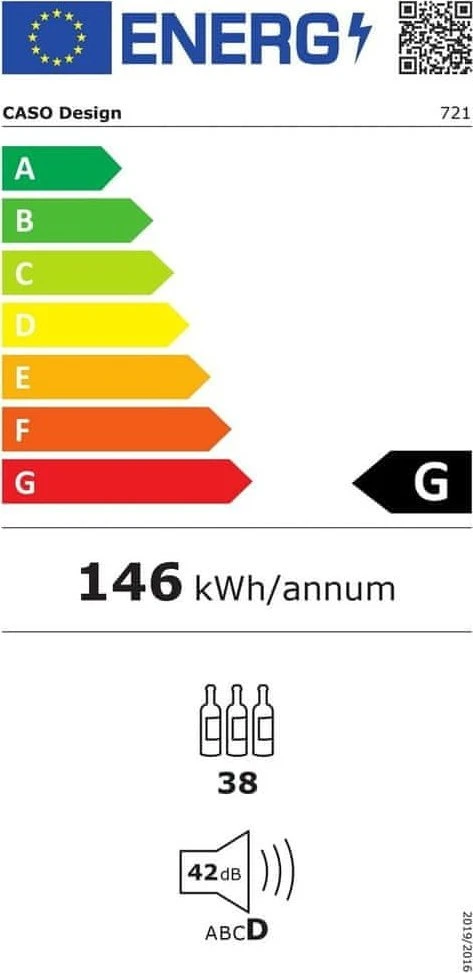 Vyno šaldytuvas Caso WineExclusive 38 Smart, 107 cm 38but.