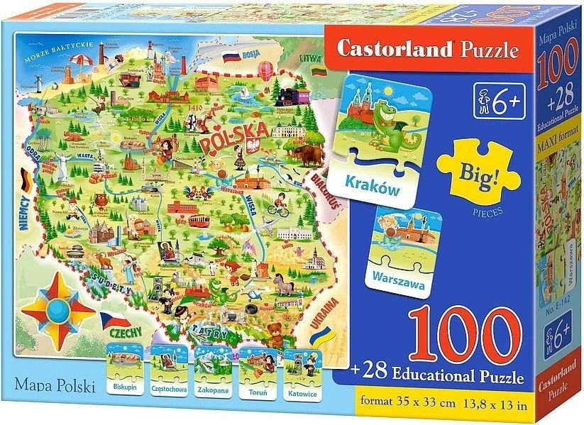 Castorland Dėlionė 100 vnt. - Lenkijos žemėlapis aprašymas - Prekės nuotrauka