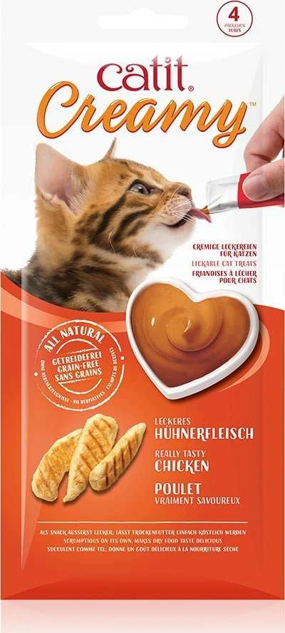 Catit - kreminis aukščiausios kokybės skanėstas katėms - su vištiena - 4 x 10 g