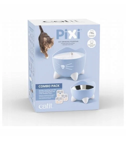 Catit Pixi Fountain Combo, komplektas poidło Pixi 2,5l + dubenėlis, Šviesiai mėlynas