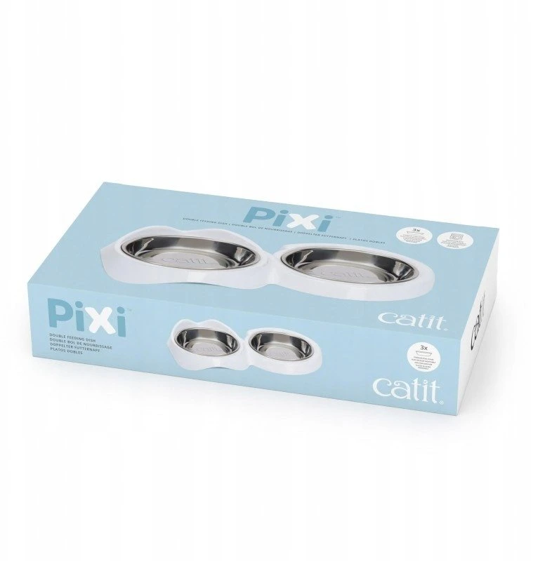 Catit Pixi, podwójna dubenėlis, dla kota, balta, 31,8 x 16,9 x 5,7, 2x200ml