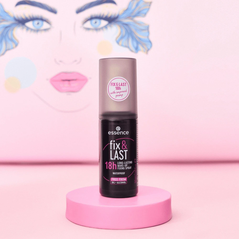 Essence Fix & Last Atsparus vandeniui Makeup Fixer Purškiklis, 50 ml