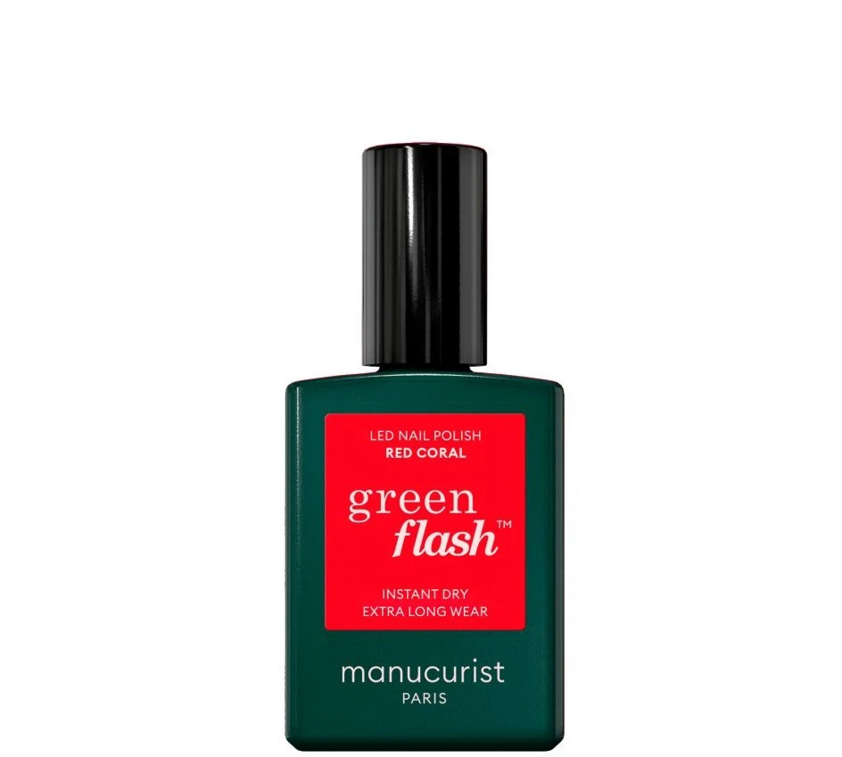 Manucurist Žalias Flash Nagų lakas lakier do paznokci Raudona Coral 15ml