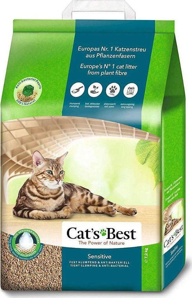Cat's Best Sensitive Natūralus kačių kraikas iš medienos drožlių, 20 l