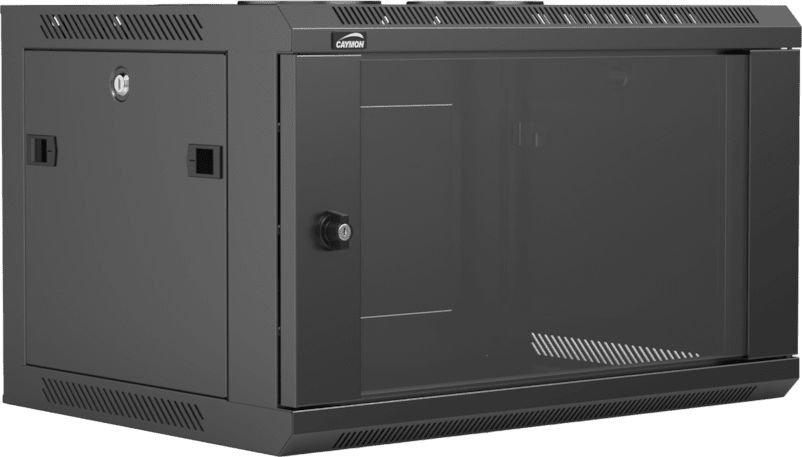 CAYMON 19" 6 vienetų rack spintelė - 450 mm (gylis), nuimama galinė panelė, juoda