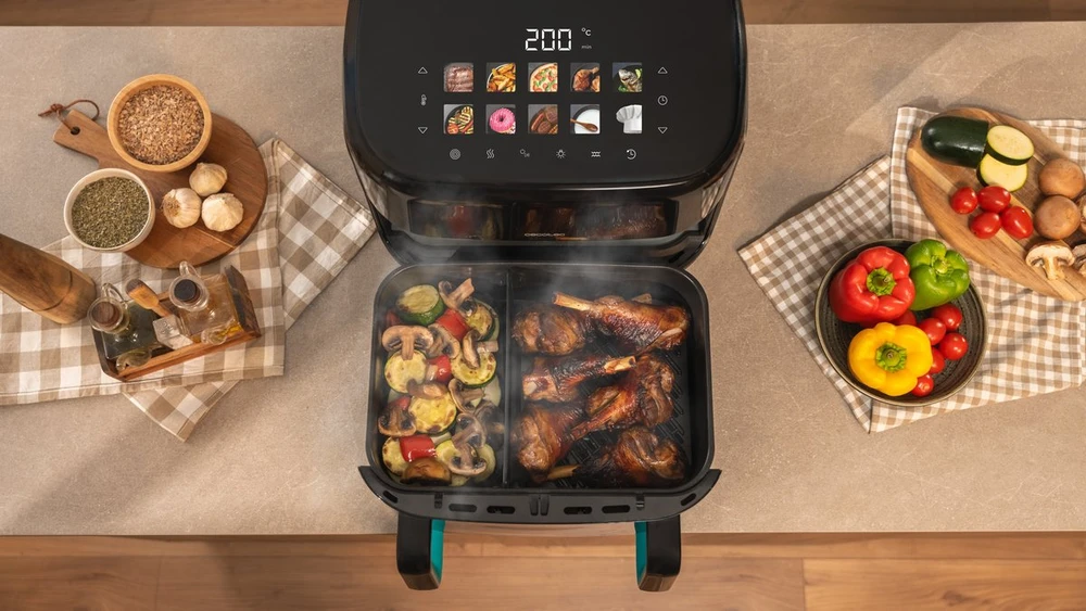 Gruzdintuvė Cecotec Double hot air fryer | Cecofry&Grilis Smokin'Prime 11000 | Power 2800 W | Capacity 11 L | Juodas