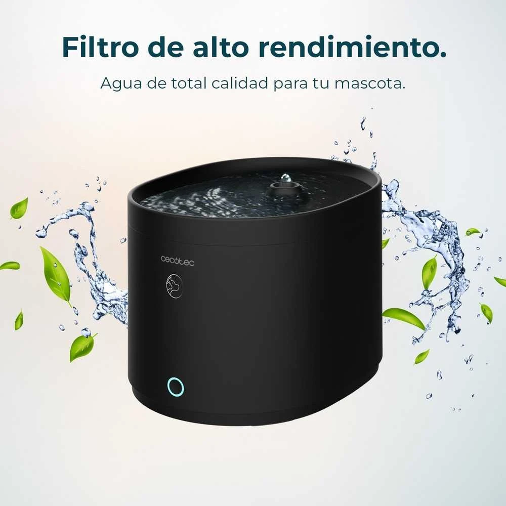 „Cecotec“ išmanusis gyvūnų vandens fontanas | „Pumba 2500 Refresh“ | Talpa 2,5 l | Juodas