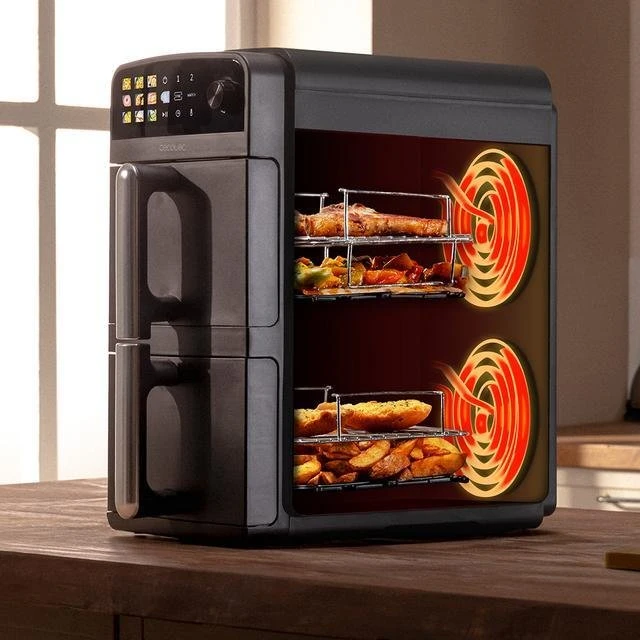 Gruzdintuvė Cecotec Double hot air fryer | Cecofry DuoLevel 10000 | Power 2400 W | Capacity 10 L | Juodas