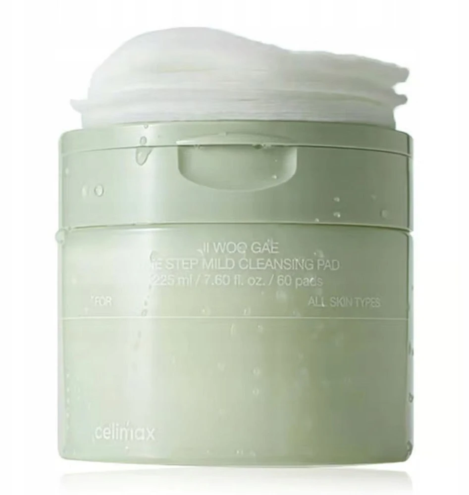 CELIMAX Ji Woo Gae One Step Mild Cleansing Pads for Makeup Removal - veido valymo servetėlės 225 ml / 60 vnt