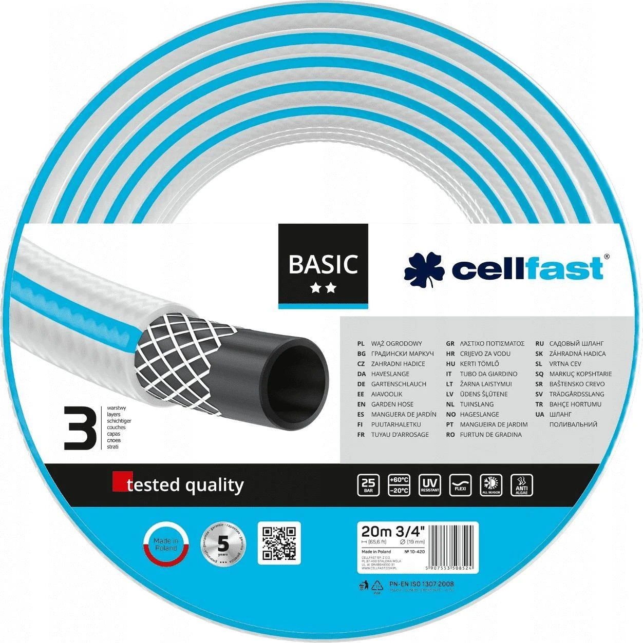 Žarna „Cellfast Basic“ 3/4 colio 20 m sodo žarna