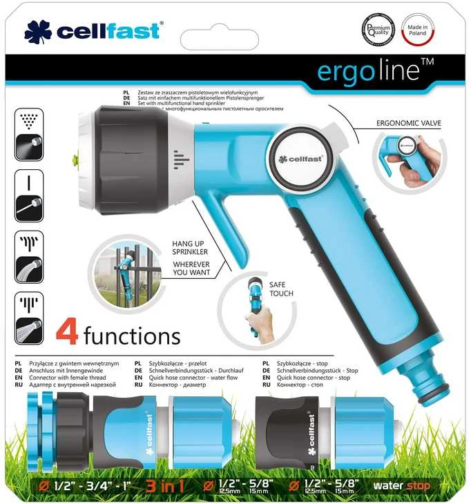 CELLFAST ERGO PURŠKIMO RINKINYS SU DAUGIAFUNKCINIU PUNKTUVO 1/2"