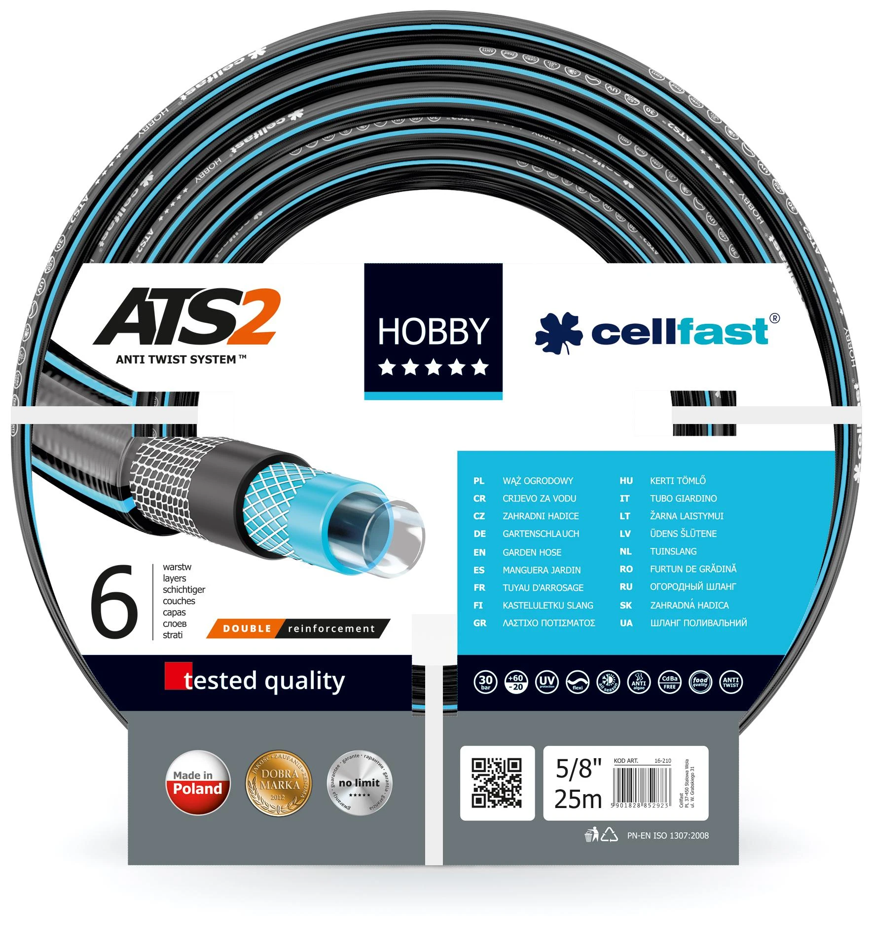 CFT CELLFAST HOBBY ATS2 sodo žarna 25 m Virš žemės Juoda