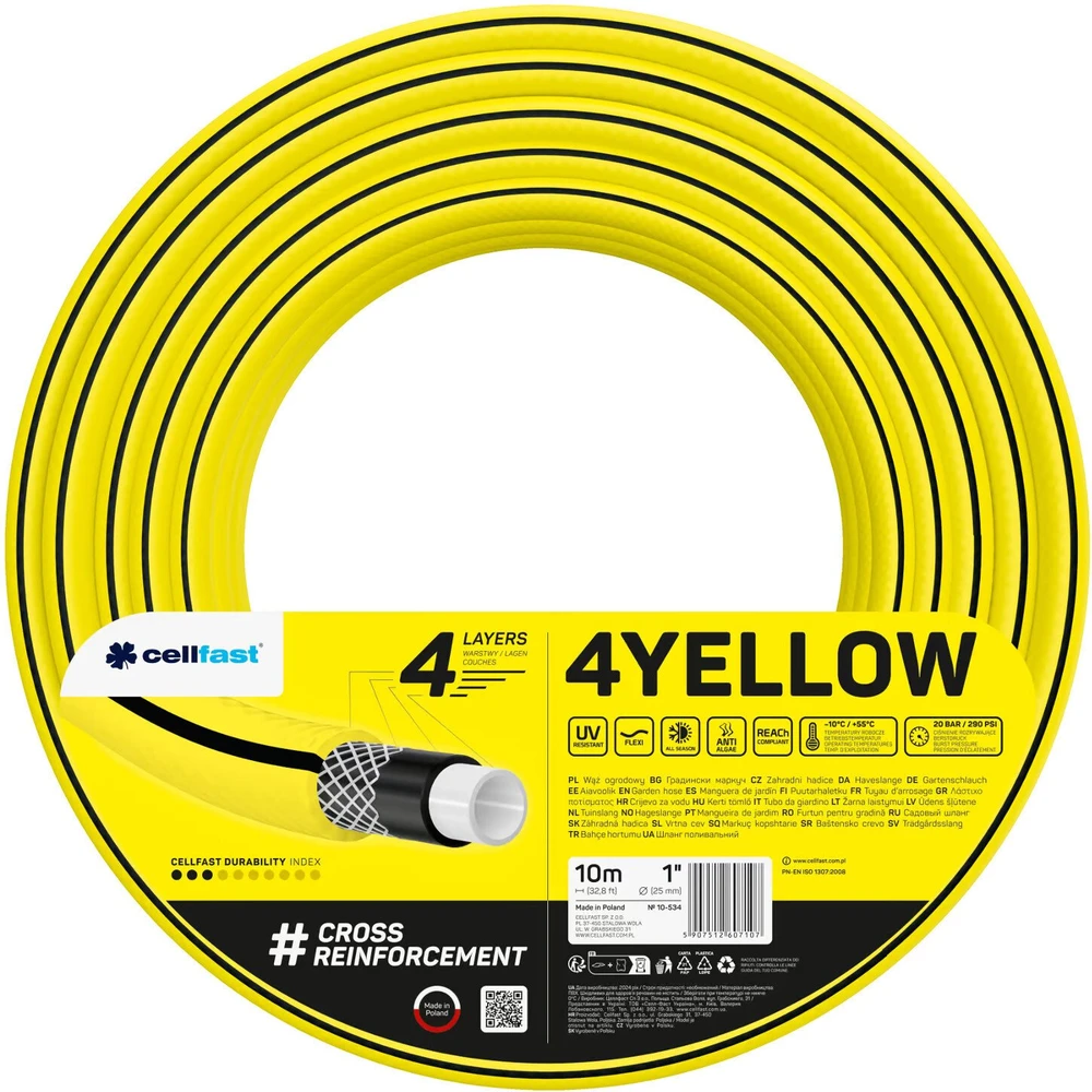 Žarna „Cellfast 4YELLOW“ 1 colio 10 m sodo žarna