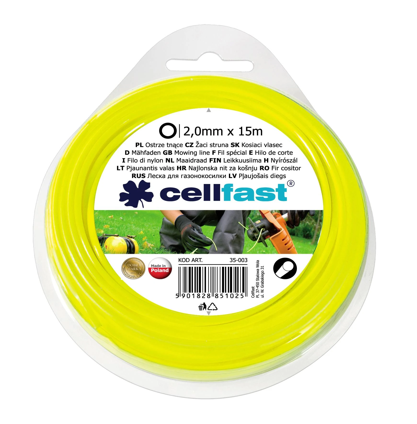 CELLFAST ŻYŁKA TNĄCA OKRĄGŁA 2,0mm x 15m
