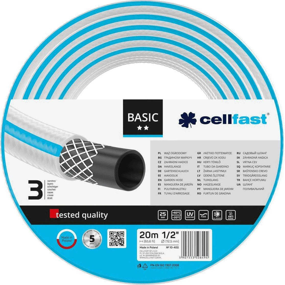 Žarna „Cellfast Basic“ 1/2 colio 20 m sodo žarna