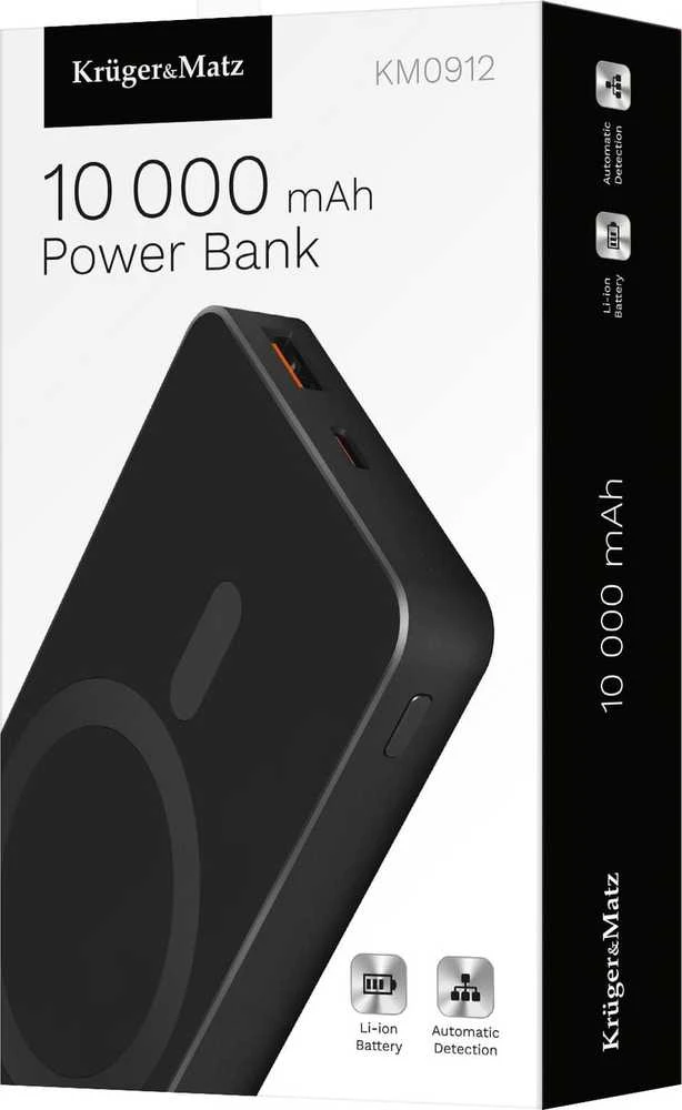 POWER BANK indukcinis Kruger & Matz 10000 mAh Mag Safe juodas