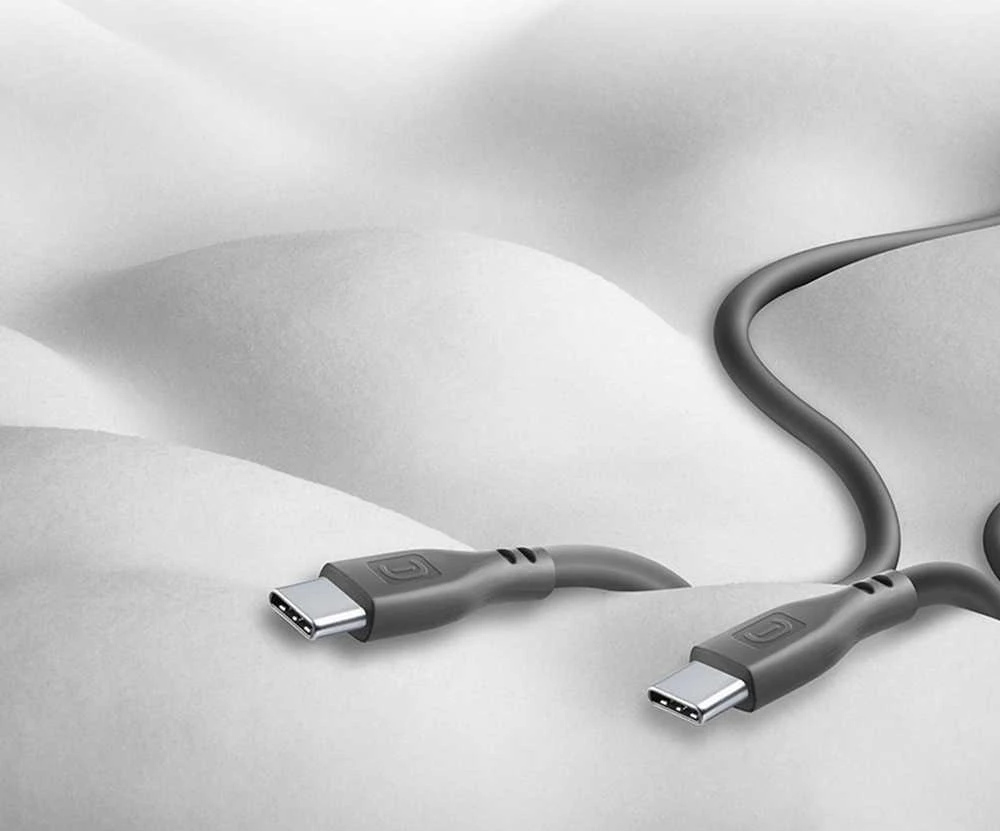 „Cellular Line Cellularline Soft Cable“ – USB-C į USB-C laidas, 1,2 m, juodas
