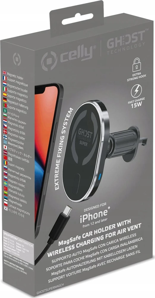 „CELLY MAGSAFE“ AUTOMOBILINIS LAIKIKLIS SU BELAIDŽIU ĮKROVIMU
