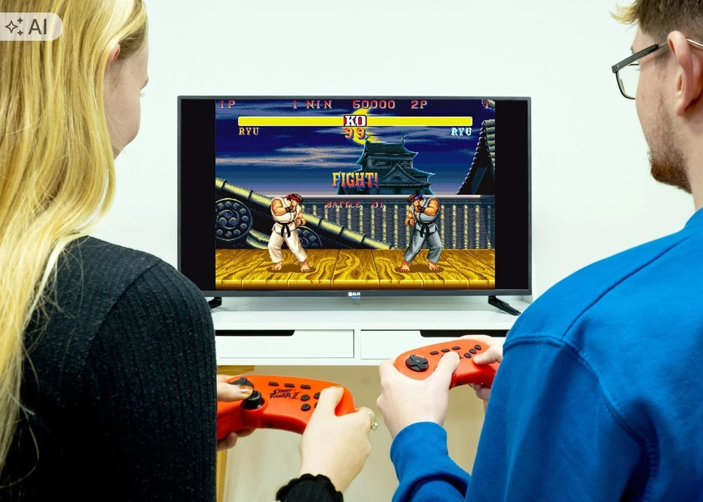 Fizz Creations Cenega Konsolė Street Fighter II Duel Retro Arcade žaidimas HDMI / TV + 2 valdymo pulteliai / Street Fighter II Duel / 320180 (SB12136)