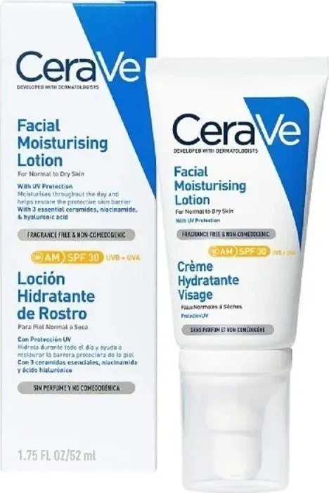 Drėkinamasis veido losjonas Cerave Facial Moisturising Lotion SPF30, 52 ml