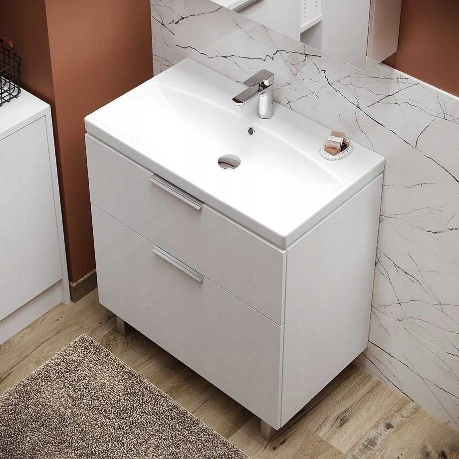 Cersanit CITY su sidabrinės spalvos matine baldų rankena (S584-034)