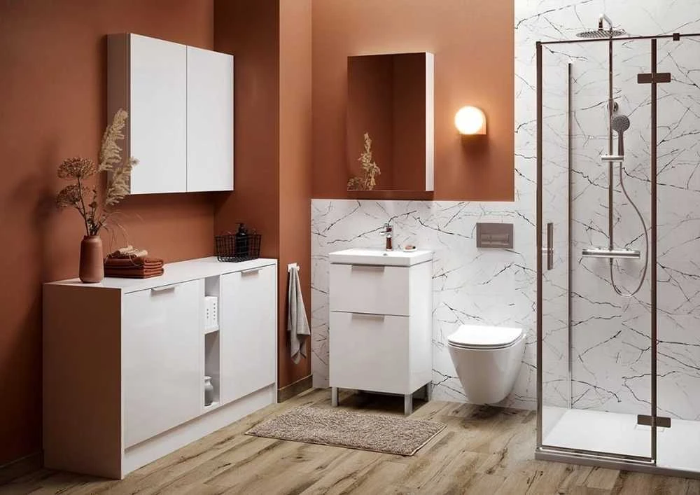 Cersanit CITY su sidabrinės spalvos matine baldų rankena (S584-034)