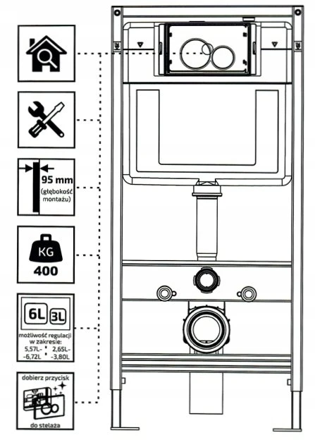 Cersanit karkasas K011D / VIGANTE / PASLĖPTAS WC KARKASAS SLIM /