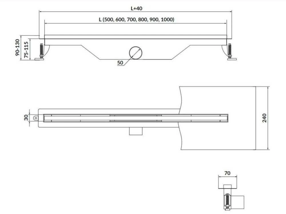 Cersanit LINEAR DRAIN SLIM TAKO 90 PLIENAS