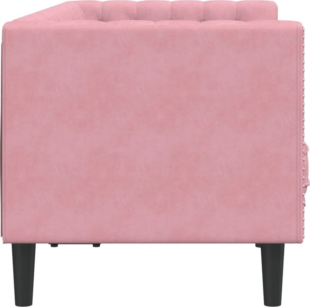 Dvivietė chesterfield sofa su pagalvėlėmis, rožinė, aksomas