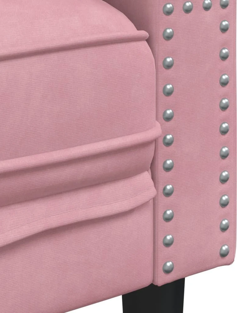 Dvivietė chesterfield sofa su pagalvėlėmis, rožinė, aksomas