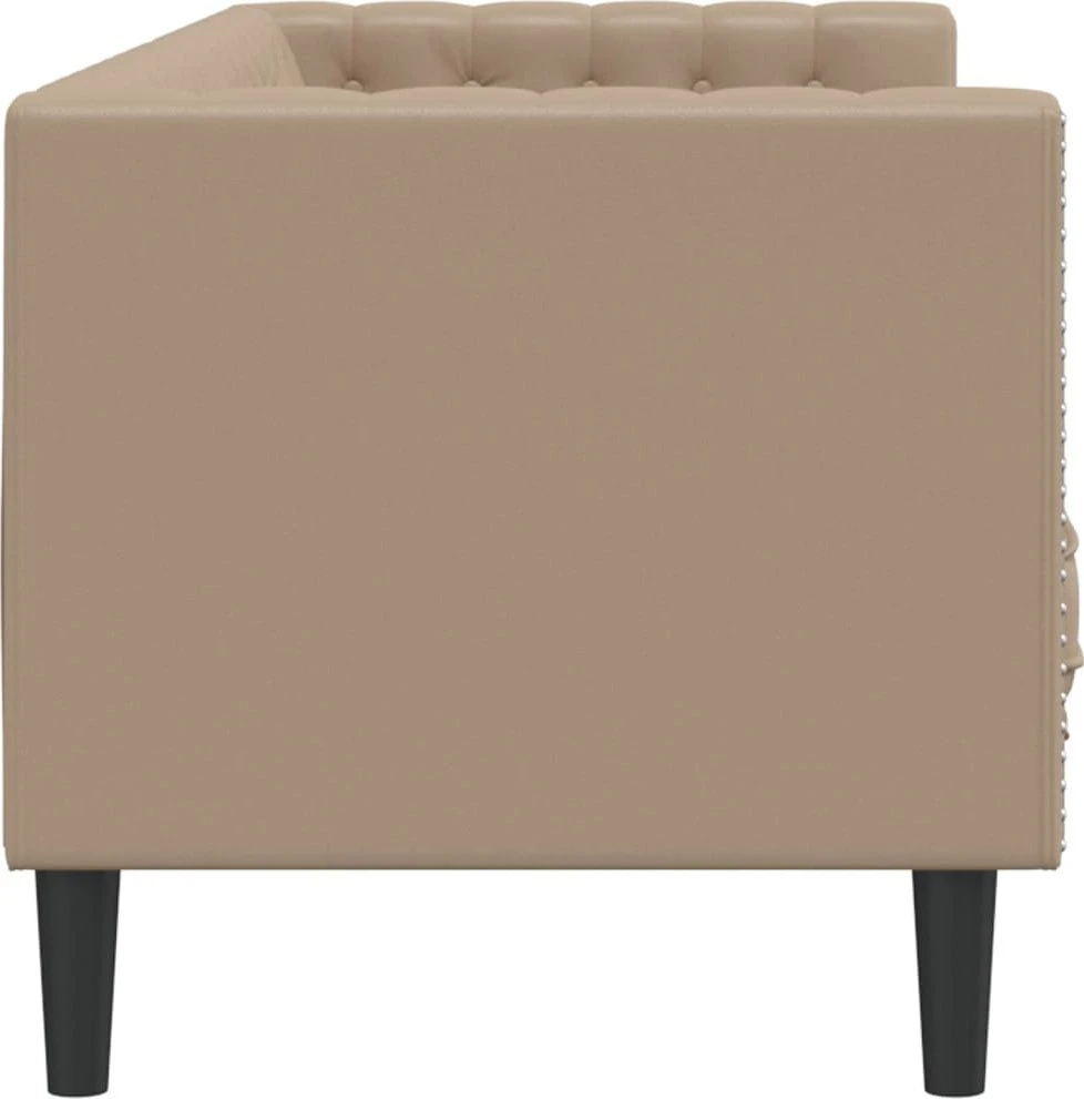 Trivietė chesterfield sofa, kapučino spalvos, dirbtinė oda