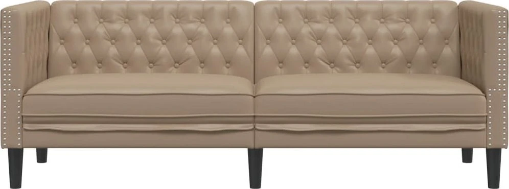 Trivietė chesterfield sofa, kapučino spalvos, dirbtinė oda