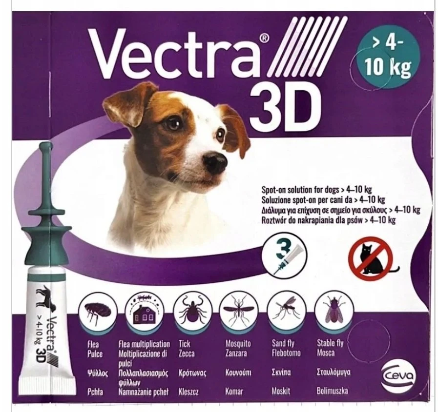 CEVA Vectra 3D (4-10kg) - anti-parasite drops for dogs - 3 x 1ml