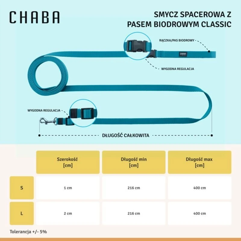 Chaba ĖJIMO PAVADĖLIS SU KLUBO DIRŽELIU 20 mm/4 m, tamsiai mėlynas