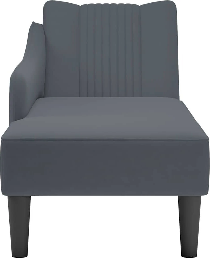 Poilsio gultas su porankiu dešinėje, tamsiai pilka, aksomas