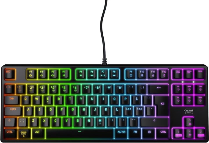 Cherry XTRFY K4V2 TKL Klaviatūra Baltas - CORDED MECHANICAL MX Raudonas LAYOUT-
