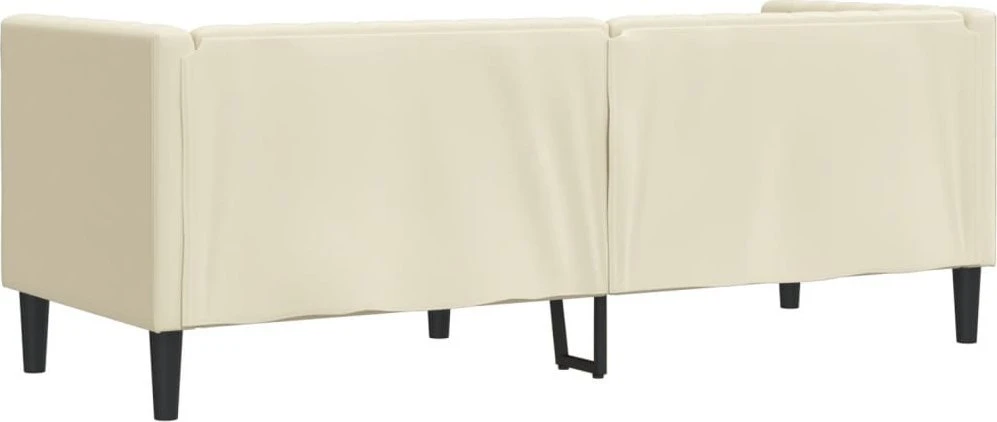 Trivietė chesterfield sofa, kreminės spalvos, dirbtinė oda