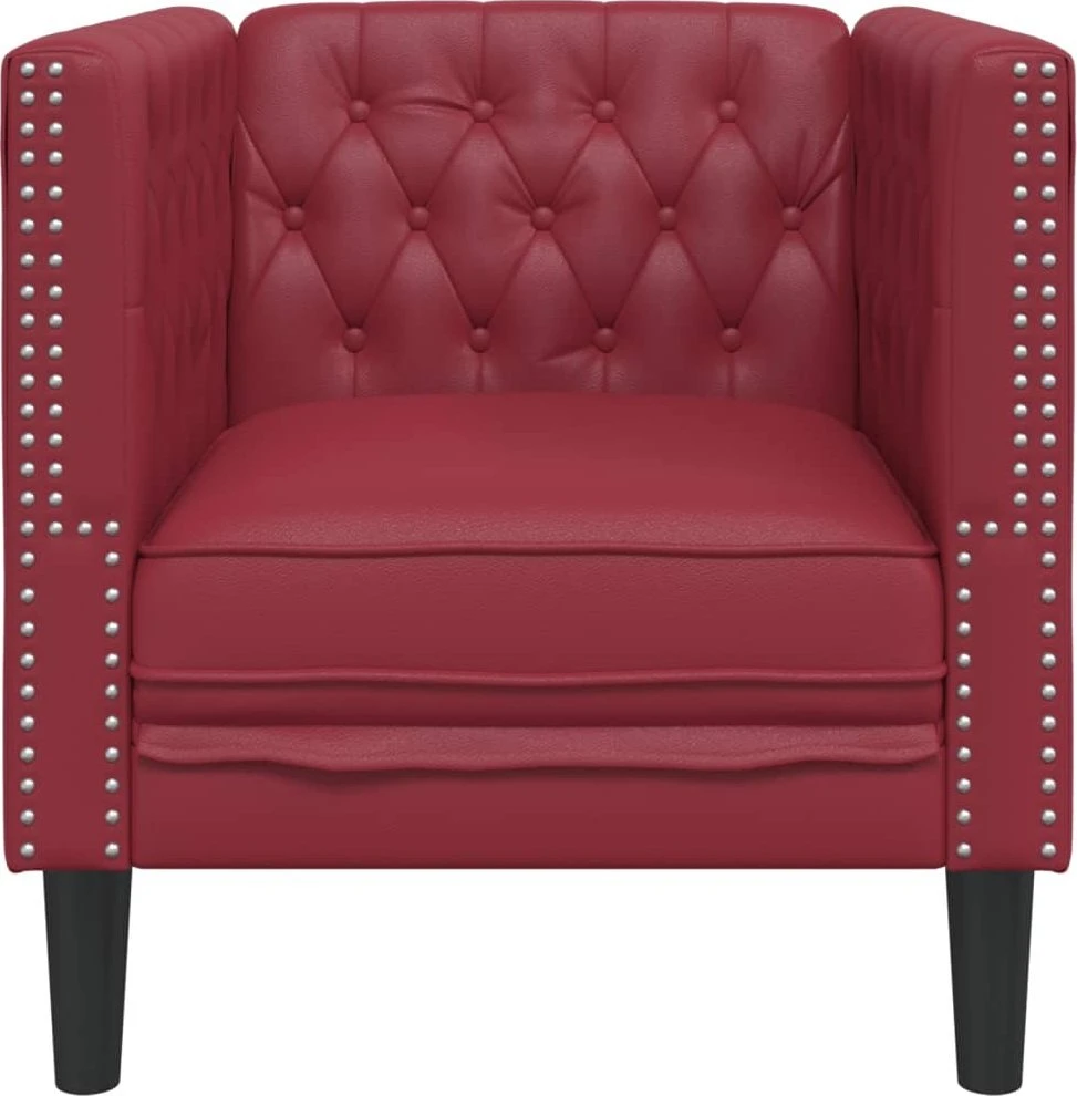Fotelis Chesterfield krėslas, raudonojo vyno spalvos, dirbtinė oda