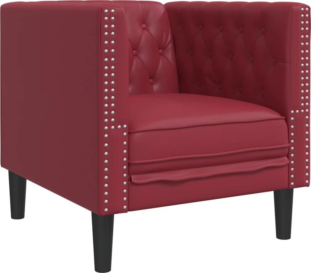 Fotelis Chesterfield krėslas, raudonojo vyno spalvos, dirbtinė oda