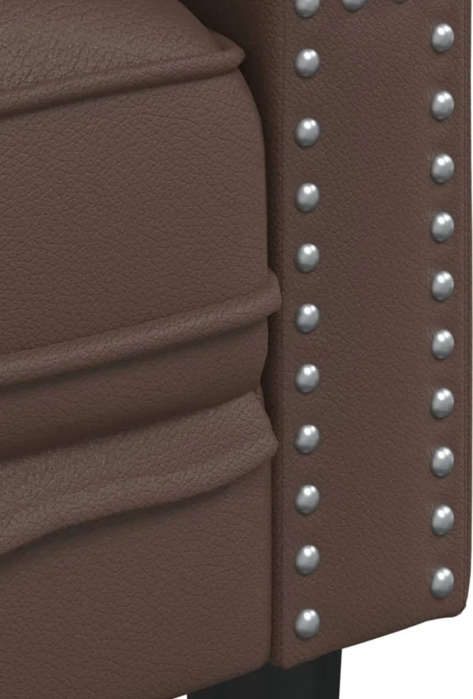 Dvivietė chesterfield sofa, rudos spalvos, dirbtinė oda